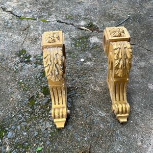 French Antique gilded gold curtain fragments